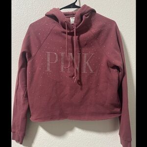PINK Victoria's Secret Burgundy Hoodie with Rhinestone Logo